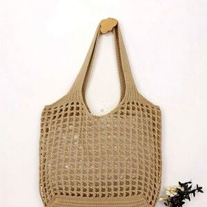 5x- Elegant Tan Crochet Tote Bags
